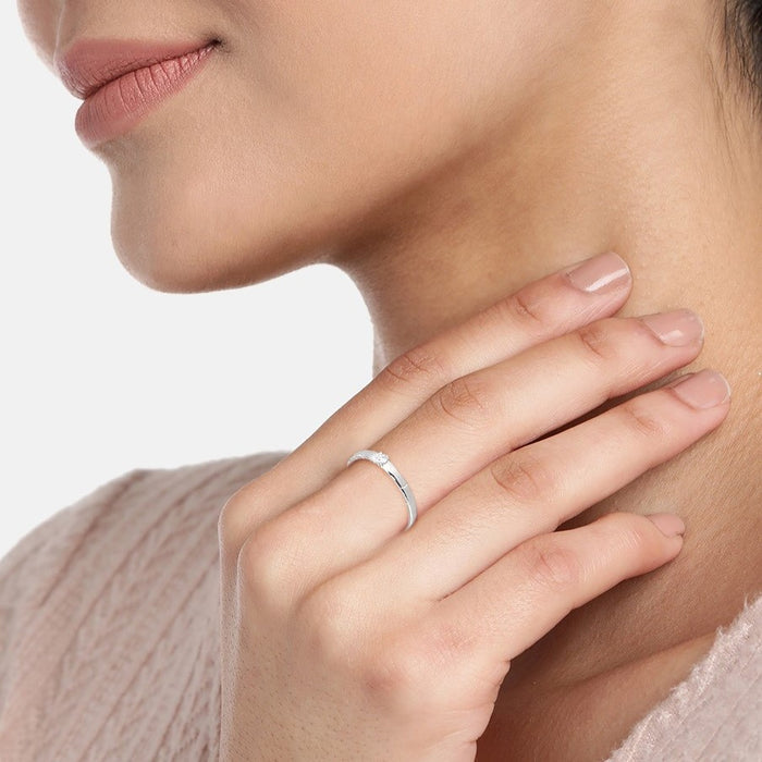 Elegant CZ 925 Silver Womens Ring (Adjustable)