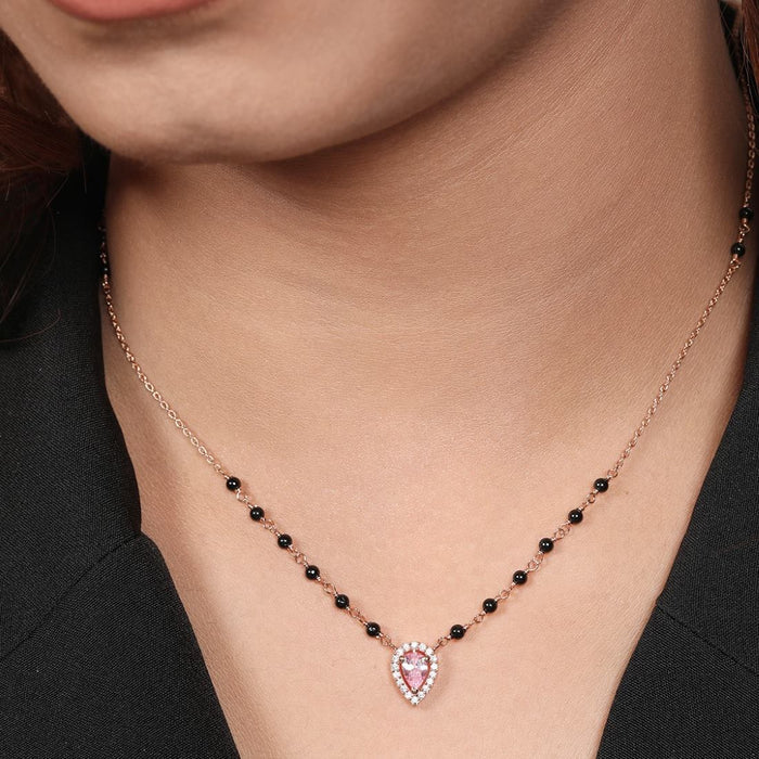 Elegant Drop 925 Sterling Silver Rose Gold-Plated Mangalsutra