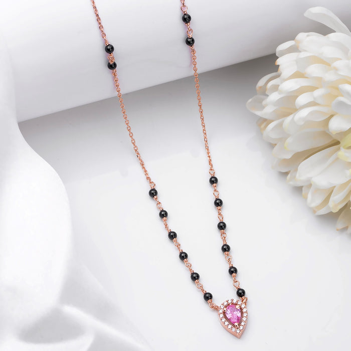 Elegant Drop 925 Sterling Silver Rose Gold-Plated Mangalsutra