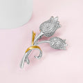 Elegant Floral 925 Silver Brooch