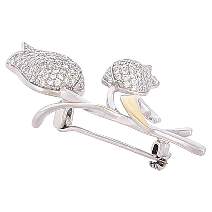 Elegant Floral 925 Silver Brooch