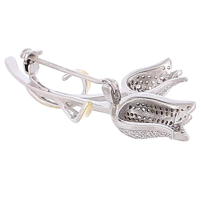 Elegant Floral 925 Silver Brooch