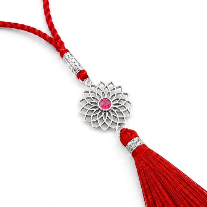 Elegant Floral Mandala 925 Silver Lumba Rakhi for Bhabhi (Zavya Signature)
