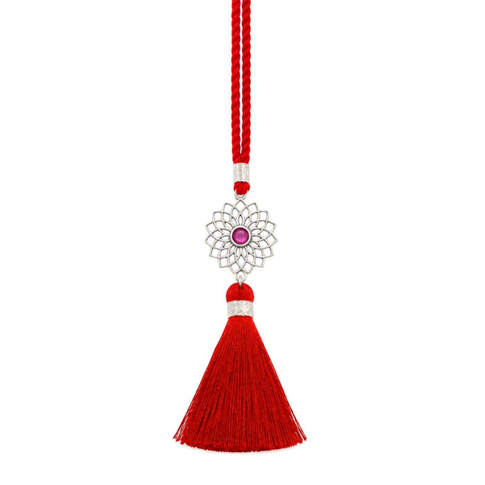 Elegant Floral Mandala 925 Silver Lumba Rakhi for Bhabhi (Zavya Signature)