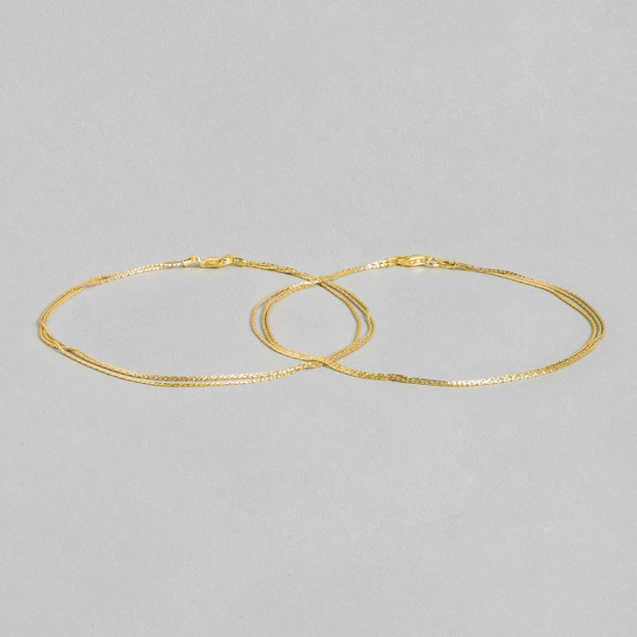 Two overlapping gold-plated 925 Sterling Silver chain anklets, elegant jewelry for women – Zavya