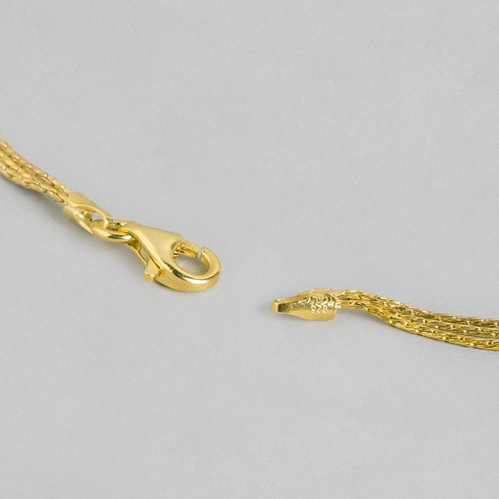 Elegant gold-plated 925 Sterling Silver chain anklet for women. Close-up of lobster clasp – Zavya