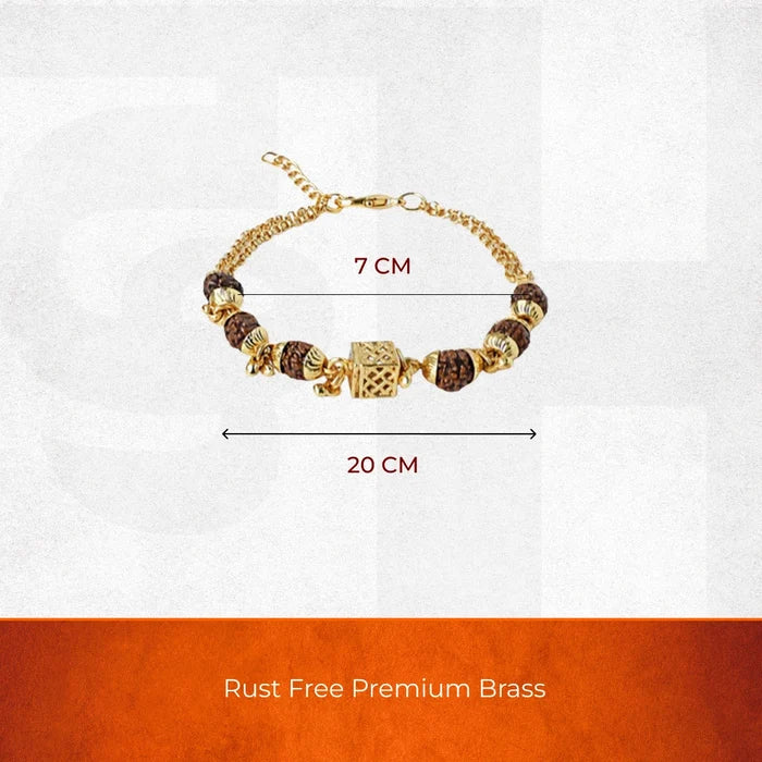 Elegant Gold-Plated Cubio Rudraksha Bracelet for Women - view 2