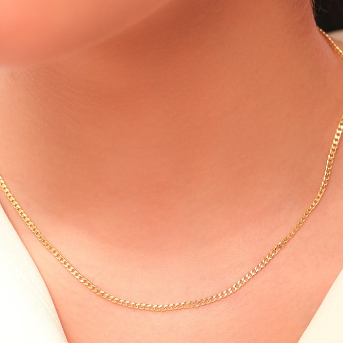 Elegant Golden Plated 925 Sterling Silver Curb Chain