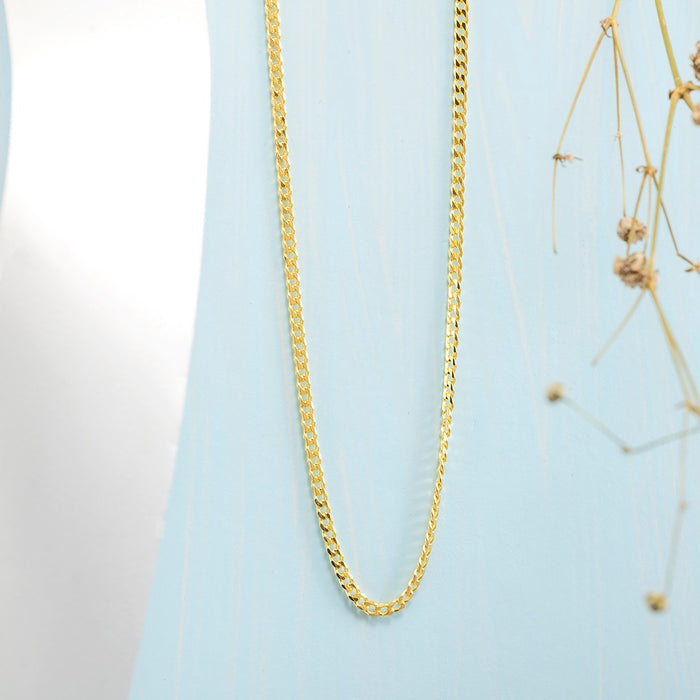 Elegant Golden Plated 925 Sterling Silver Curb Chain
