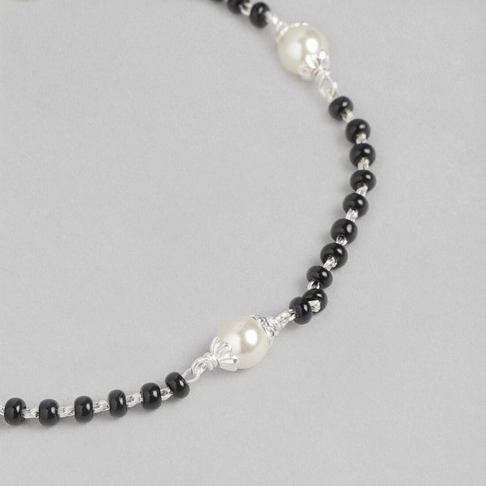 Elegant Harmony 925 Sterling Silver Bracelet with Bead and Pearl Accent