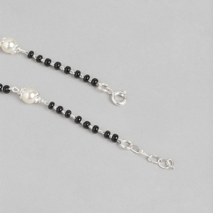 Elegant Harmony 925 Sterling Silver Bracelet with Bead and Pearl Accent