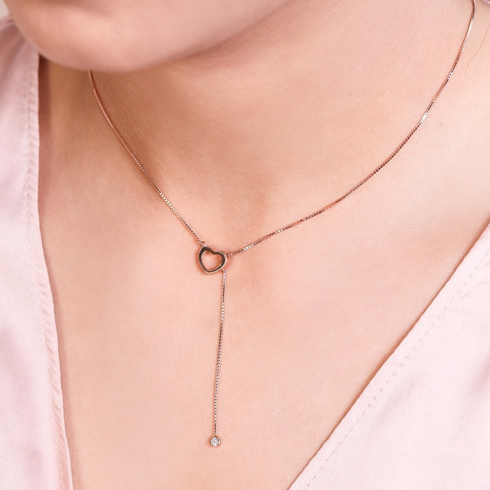 Elegant Heart CZ 925 Sterling Silver Necklace