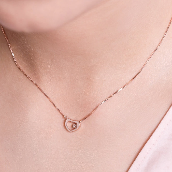 Elegant Heart CZ 925 Sterling Silver Necklace