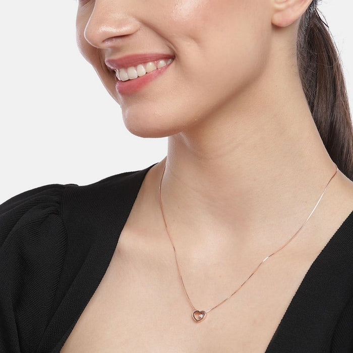 Elegant Heart CZ 925 Sterling Silver Necklace