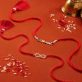 Elegant Heart & Timeless infinity Rhodium-Plated 925 Silver Bhai-Bhabhi Rakhi Combo