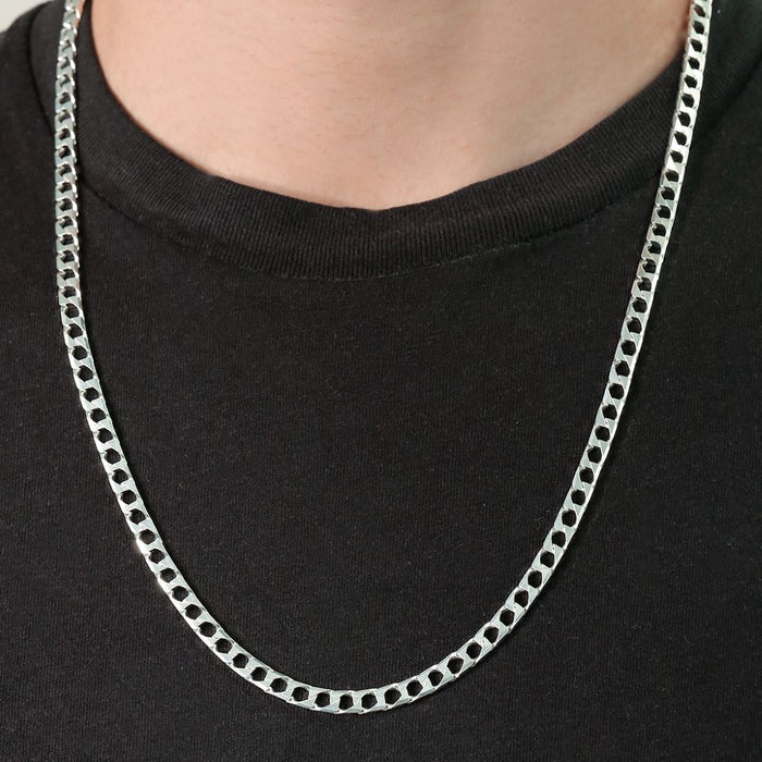 Elegant Links 925 Sterling Silver Rhodium-Plated Men's Chain