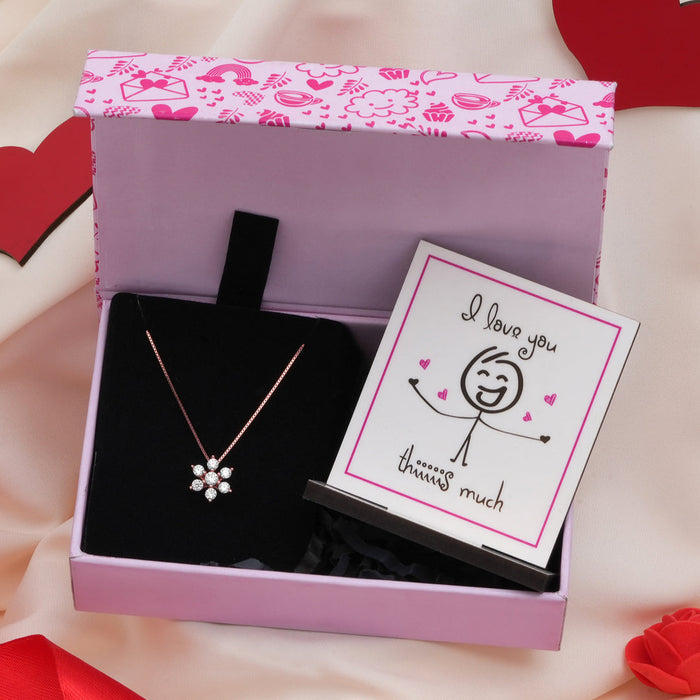Elegant Nakshatra Rose Gold Plated 925 Silver Necklace Gift Hamper