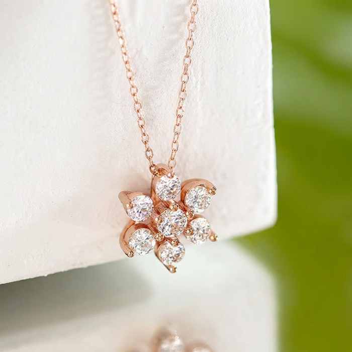 Elegant Nakshatra Rose Gold Plated 925 Silver Necklace