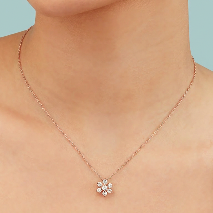 Elegant Nakshatra Rose Gold Plated 925 Silver Necklace