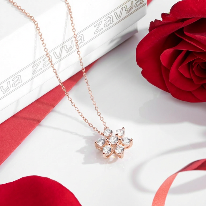Elegant Nakshatra Rose Gold Plated 925 Silver Necklace
