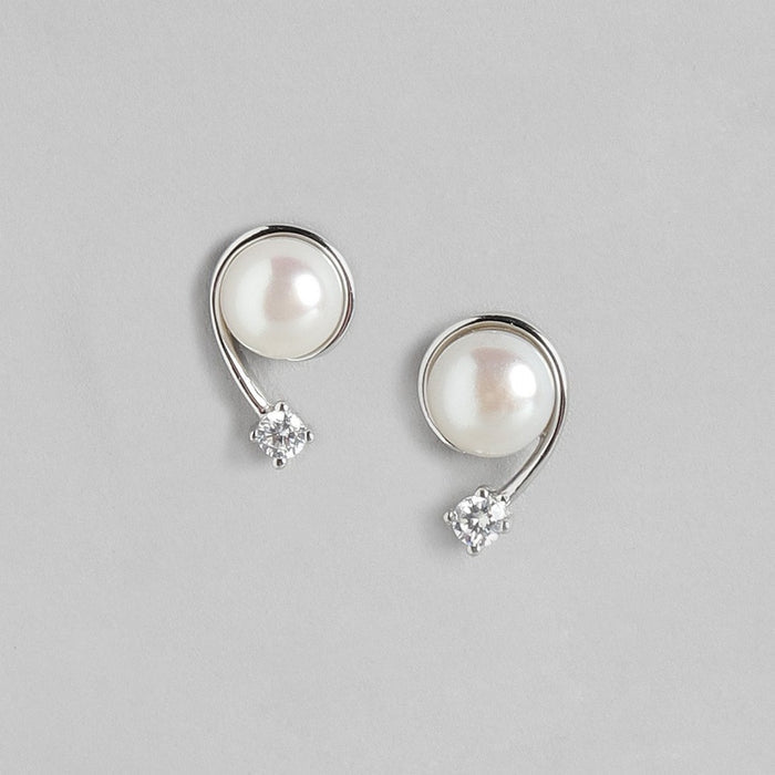 Elegant Pearl 925 Sterling Silver Rhodium Plated Jewellery Set