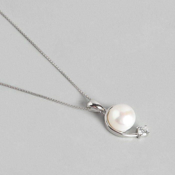 Elegant Pearl 925 Sterling Silver Rhodium Plated Jewellery Set