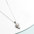 Elegant Pearl 925 Sterling Silver Rhodium Plated Pendant Necklace