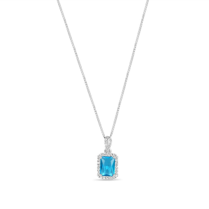 Elegant Rhodium Plated 925 Sterling Silver Rectangle CZ Pendant