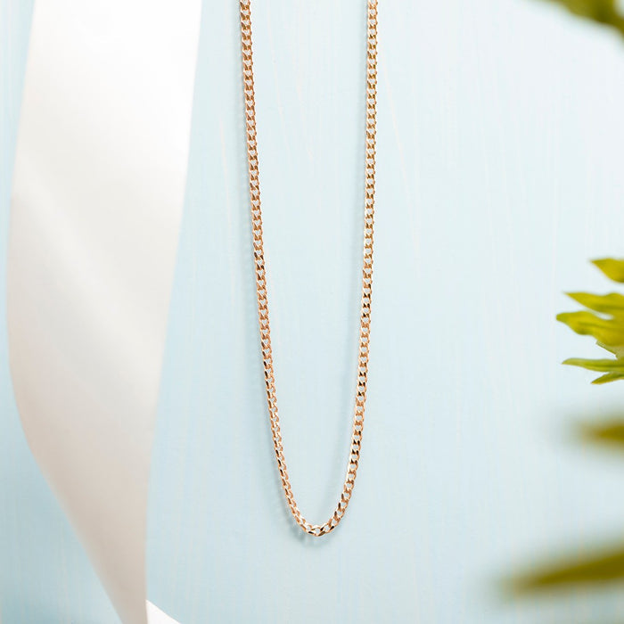 Elegant Rose Gold Plated 925 Sterling Silver Curb Chain