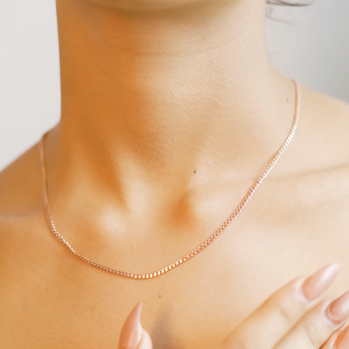 Elegant Rose Gold Plated 925 Sterling Silver Curb Chain