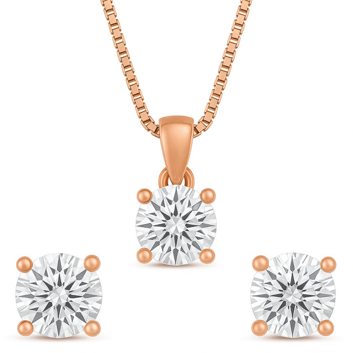 Elegant Rose-Gold Plated 925 Sterling Silver CZ Jewelry Set