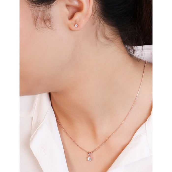 Elegant Rose-Gold Plated 925 Sterling Silver CZ Jewelry Set