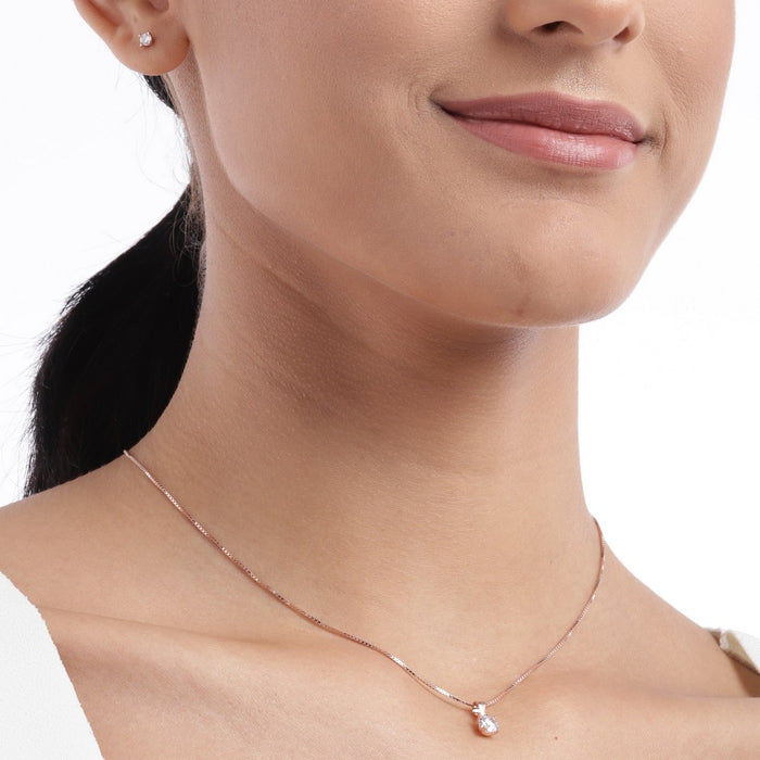 Elegant Rose-Gold Plated 925 Sterling Silver CZ Jewelry Set