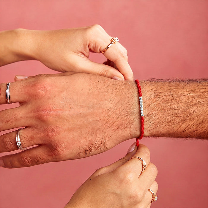 Elegant Seven Beads Silver Rakhi (Zavya Signature)