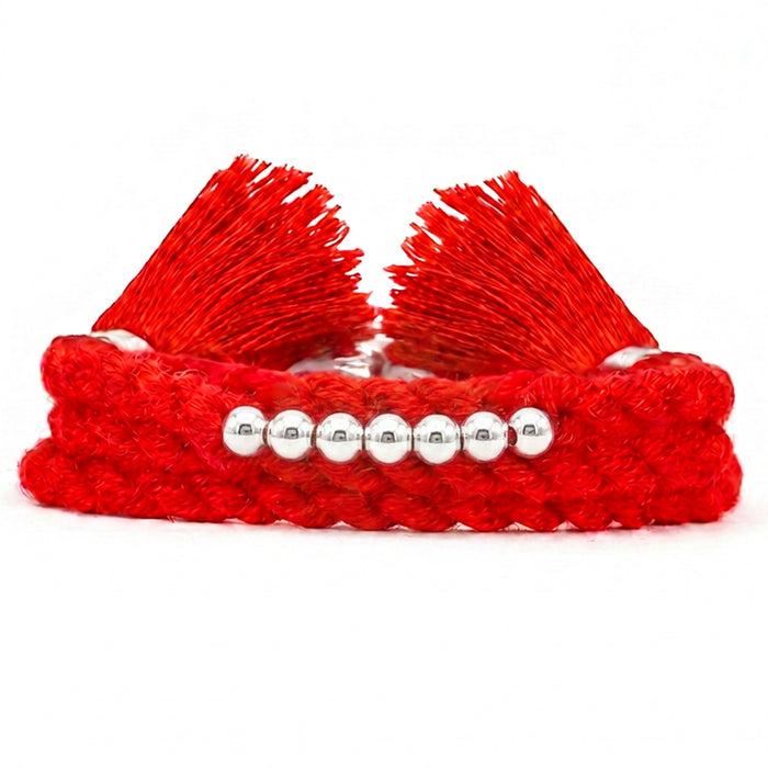 Elegant Seven Beads Silver Rakhi (Zavya Signature)
