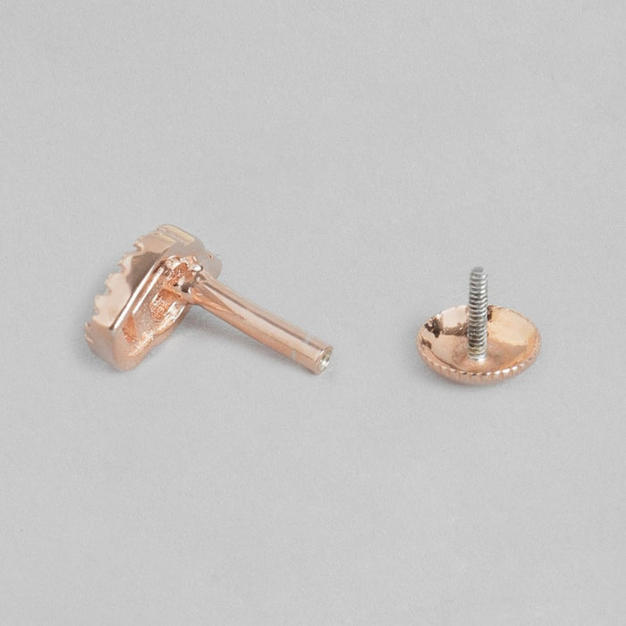 Elegant Simplicity Rose Gold-Plated CZ 925 Sterling Silver Earrings