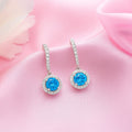 Elegant Skyblue Studded Rhodium Plated 925 Silver Earrings