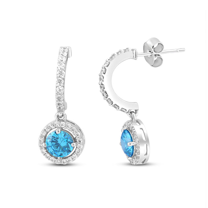 Elegant Skyblue Studded Rhodium Plated 925 Silver Earrings