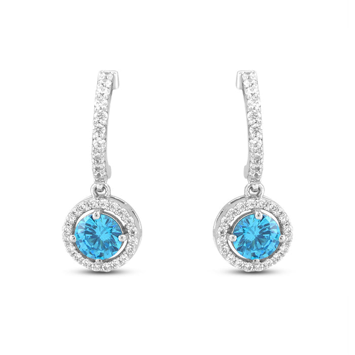 Elegant Skyblue Studded Rhodium Plated 925 Silver Earrings