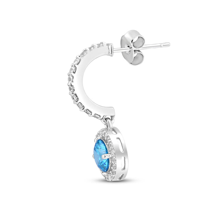 Elegant Skyblue Studded Rhodium Plated 925 Silver Earrings