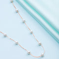 Elegant Snake Chain Pearl 925 Silver Necklace in Rose Gold