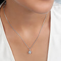 Elegant Solitaire 925 Sterling Silver Rhodium Plated Pendant with Chain