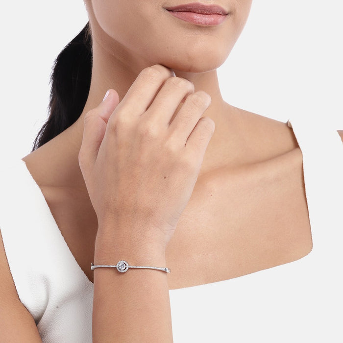 Elegant Solitaire CZ 925 Sterling Silver Bracelet