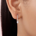 Elegant Studded Drop Rhodium Plated 925 Silver Hoop Earrings