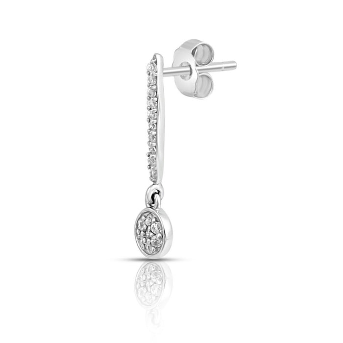 Elegant Studded Drop Rhodium Plated 925 Silver Hoop Earrings