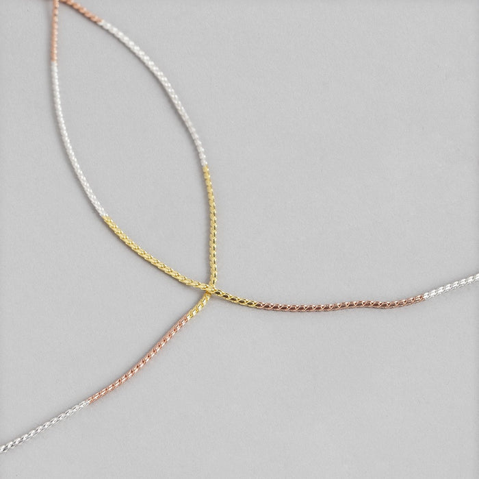 Elegant Triple Tone Plated 925 Silver Rope Chain Anklet