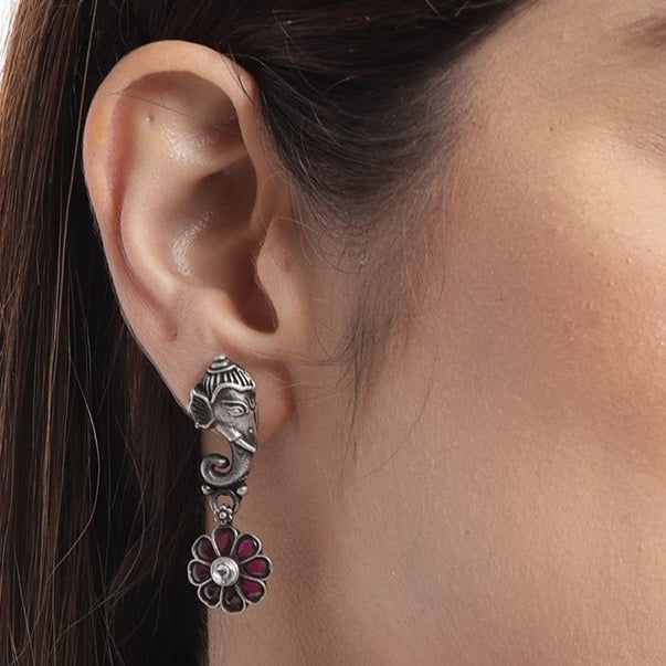 Elephant Oxidised  925 Sterling Silver Drop Earrings