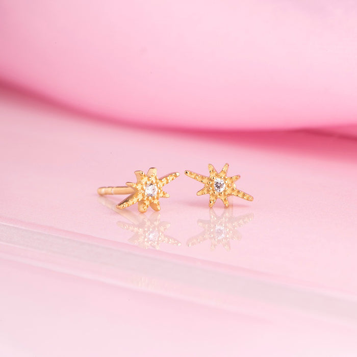 Elongated Star CZ Studded 925 Sterling Silver Earrings