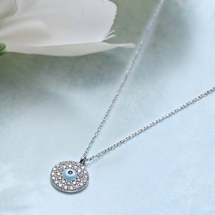 Embellished Evil Eye 925 Silver Necklace