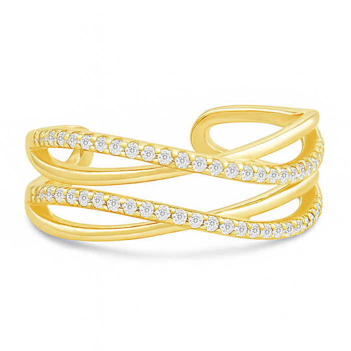 Embrace of Infinite Grace Gold Plated 925 Silver Women Ring (Adjustable)